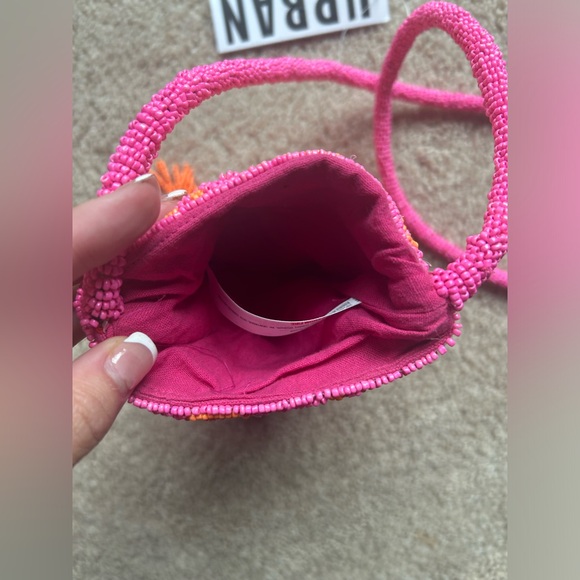 NWT Urban Outfitters Beaded Crossbody Phone Sling in Pink & Orange - Picture 9 of 11